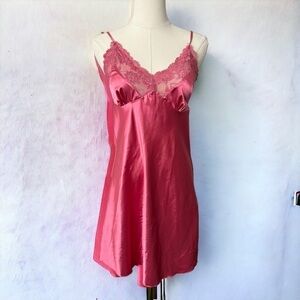 Y2K raspberry  satin and lace slip dress S/M